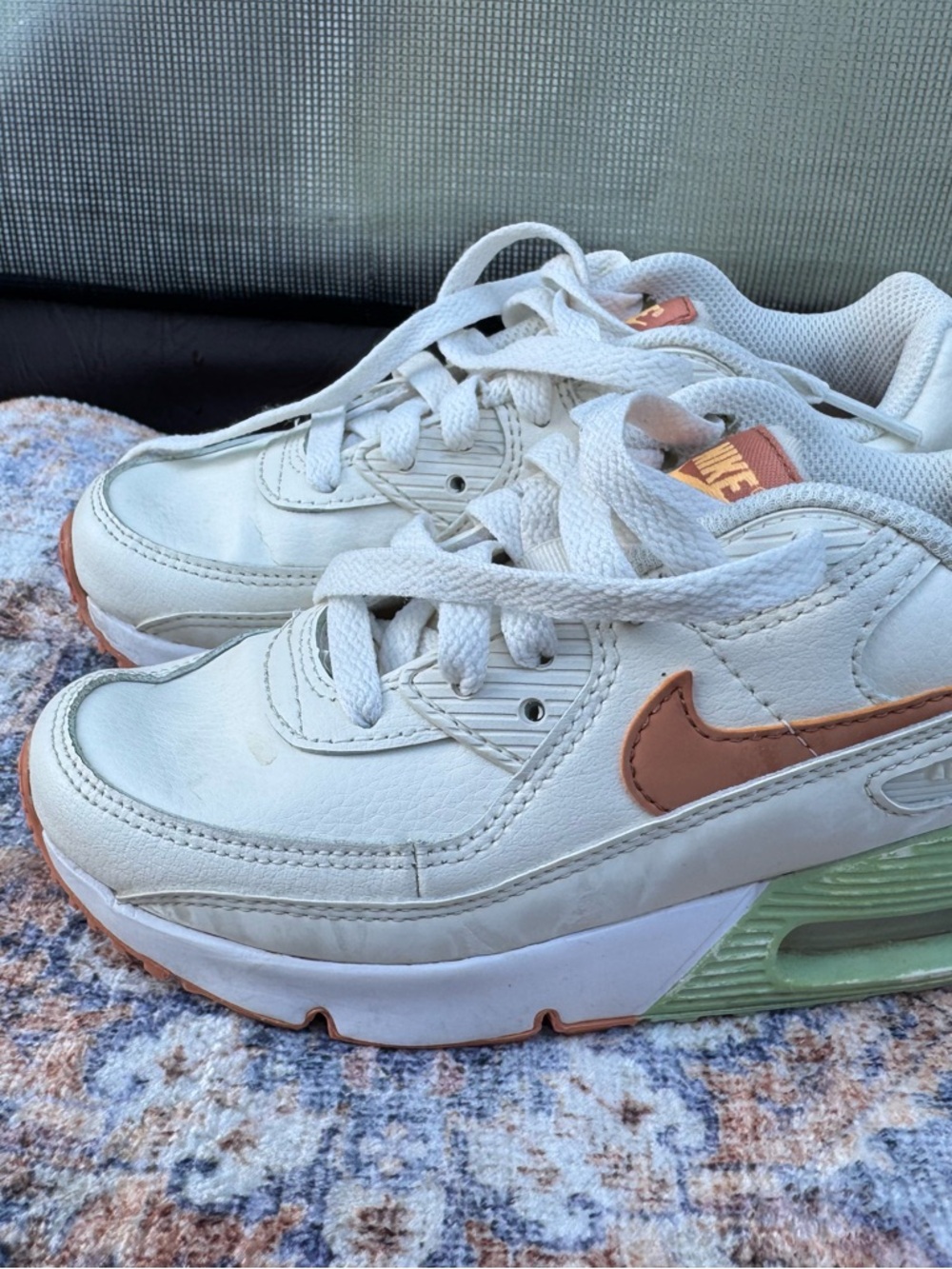 Nike White Sneakers with Peach and Mint Accents